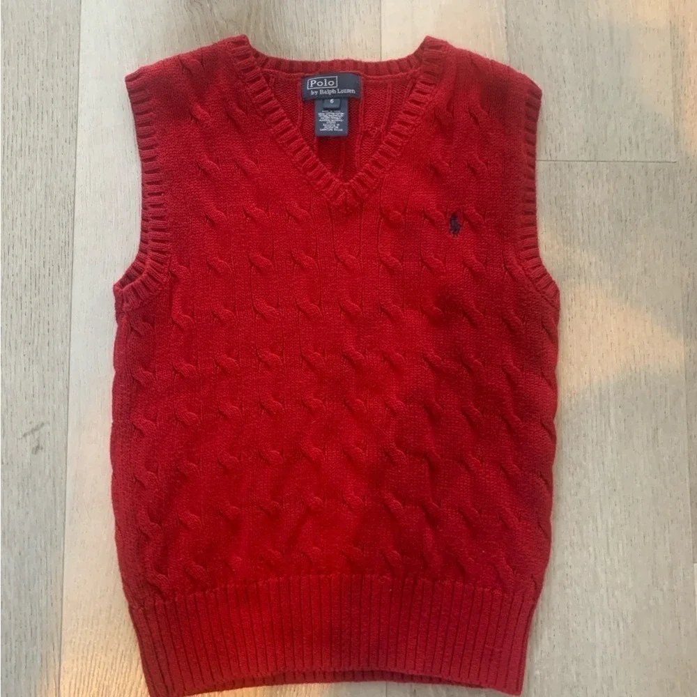 Ralph Lauren Boys 6 Cable Knit Cotton Sweater Vest‎